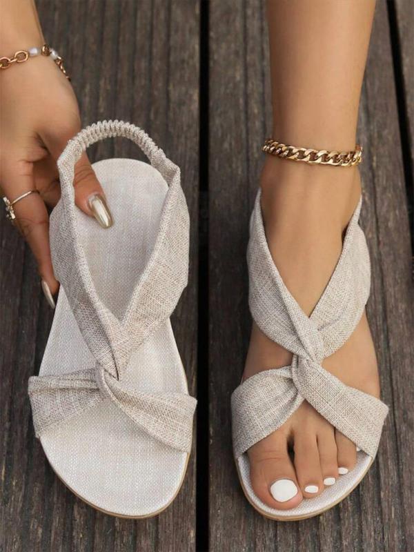 Women's New Trendy Twist Decor Slip on Sandals, Elegant Open Toe Flat Sandals for Summer, Lightweight Breathable Non-slip Beach Sandals