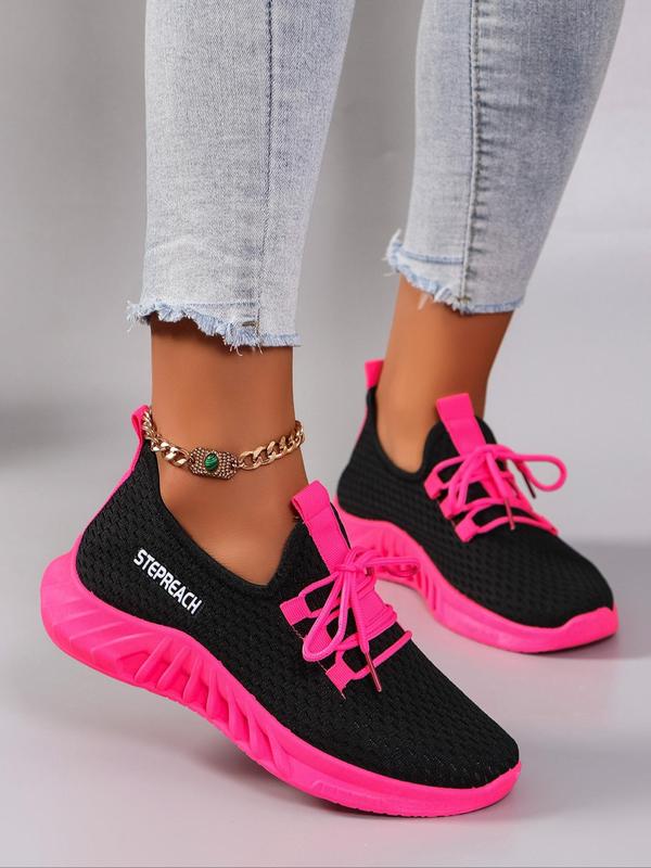 Women's Fashion Colorblock Lace Up Low Top Sneakers, Casual Comfortable Breathable Sports Running Shoes, All-match Basic Shoes for Daily Wear