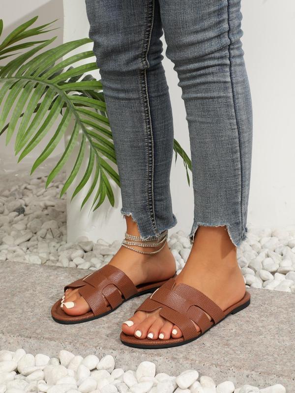 Women's Fashionable Hollow Out Flat Sandals, Open Toe Slide Sandals, Summer Sandals, Casual Lightweight Breathable Comfortable Shoes for Daily Wear