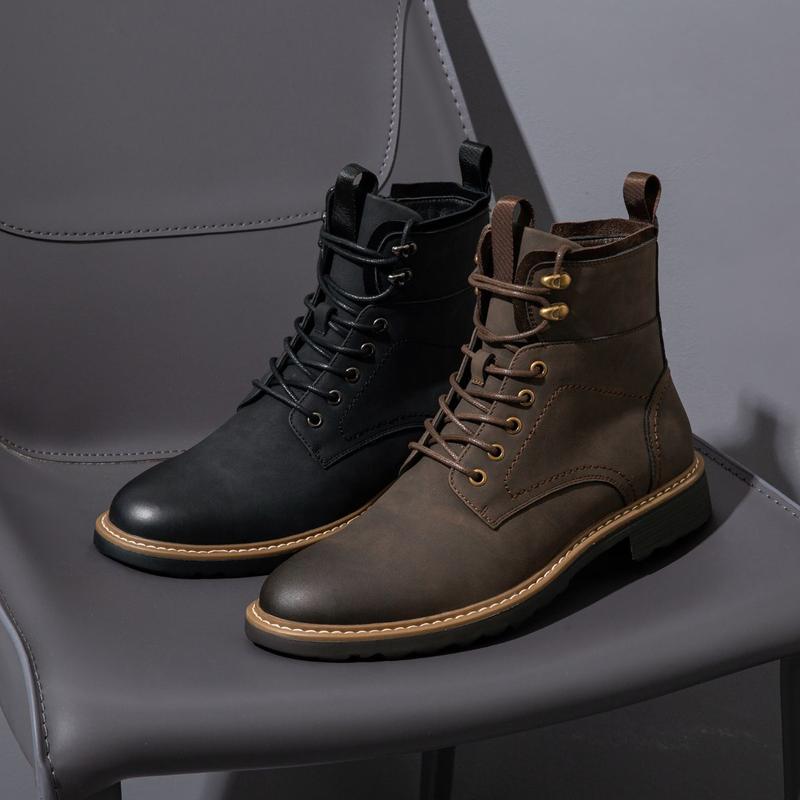 Boots for Men Casual Waterproof Mens Boots Retro Lace Up Motorcycle boots Shoes Boy Footwear