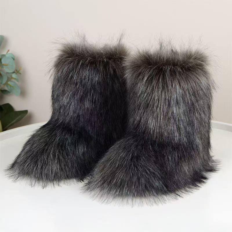 Cozy Faux Fur High-Top Boots - Soft Plush Lined, Warm, Comfortable, Fuzzy, Snow-Ready, Y2k-Inspired Winter Boots for Women - Perfect for Cold Weather, Casual Outings, and Trendy Fashion Statements slippershoes