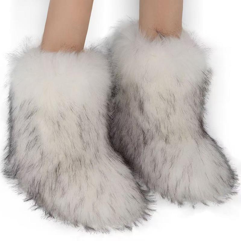 Cozy Faux Fur High-Top Boots - Soft Plush Lined, Warm, Comfortable, Fuzzy, Snow-Ready, Y2k-Inspired Winter Boots for Women - Perfect for Cold Weather, Casual Outings, and Trendy Fashion Statements slippershoes