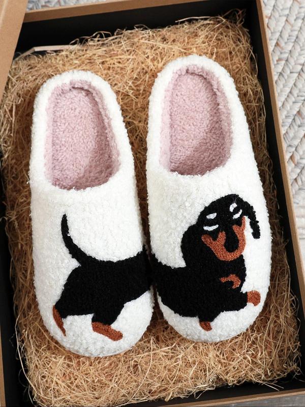 Women's Cute Cartoon Pattern Plush Slippers, Casual Soft Comfortable Home Slippers, Warm Slippers for Indoor & Outdoor Use for Fall & Winter