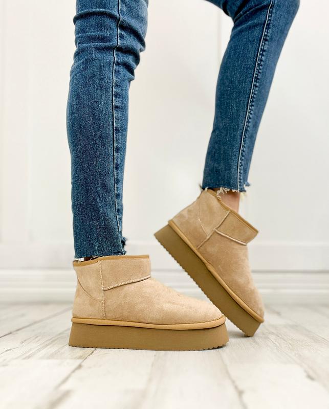 Corkys Room Service Booties in Camel Faux Suede