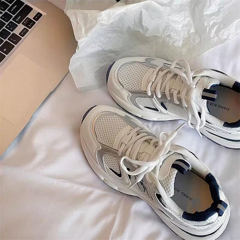 Blue Height Increasing Dad Shoes Women's New Retro Fried Street Thick Bottom Lightweight Breathable Casual Sneaker Fashion