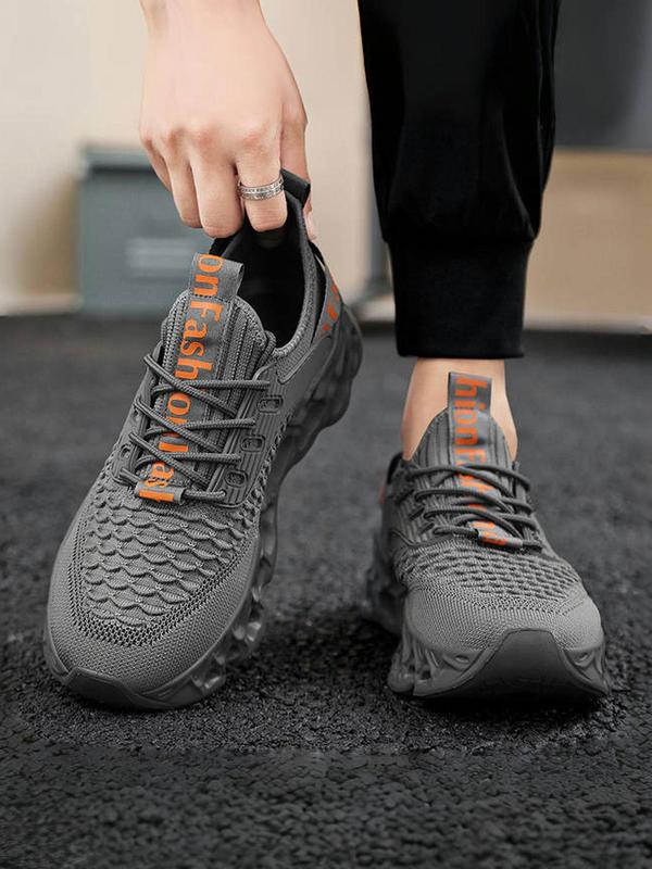 Men's Fashionable Letter Print Lace Up Sneakers, Casual Comfortable Breathable Sports Running Shoes, Male All-match Round Toe Chunky Sneakers for Daily Life