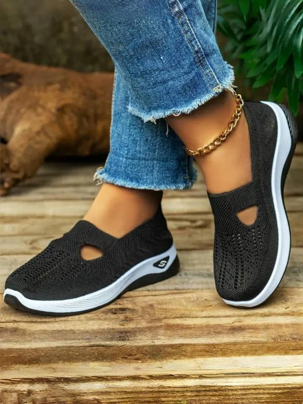 Women's Fashionable Hollow Out Design Slip on Sneakers, Casual Comfortable Breathable Sports Shoes, All-match Round Toe Walking Shoes for Daily Wear