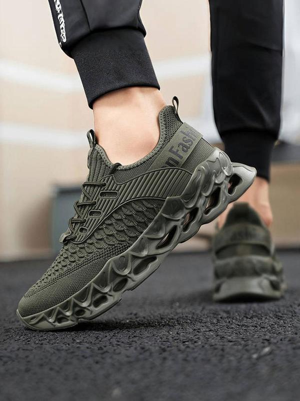 Men's Sporty Lace Up Running Shoes, Casual Comfortable Breathable Thick Sole Shoes, Trendy All-match Sneakers for Daily Wear