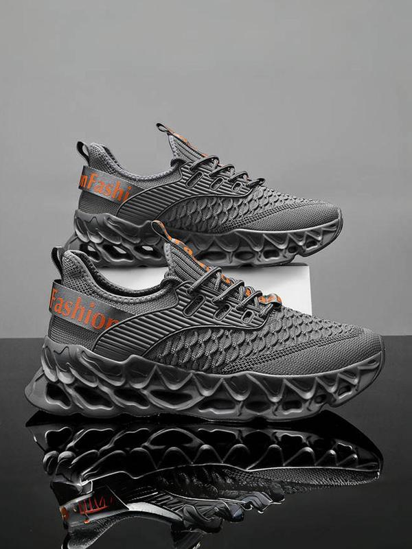 Men's Fashionable Letter Print Lace Up Sneakers, Casual Comfortable Breathable Sports Running Shoes, Male All-match Round Toe Chunky Sneakers for Daily Life