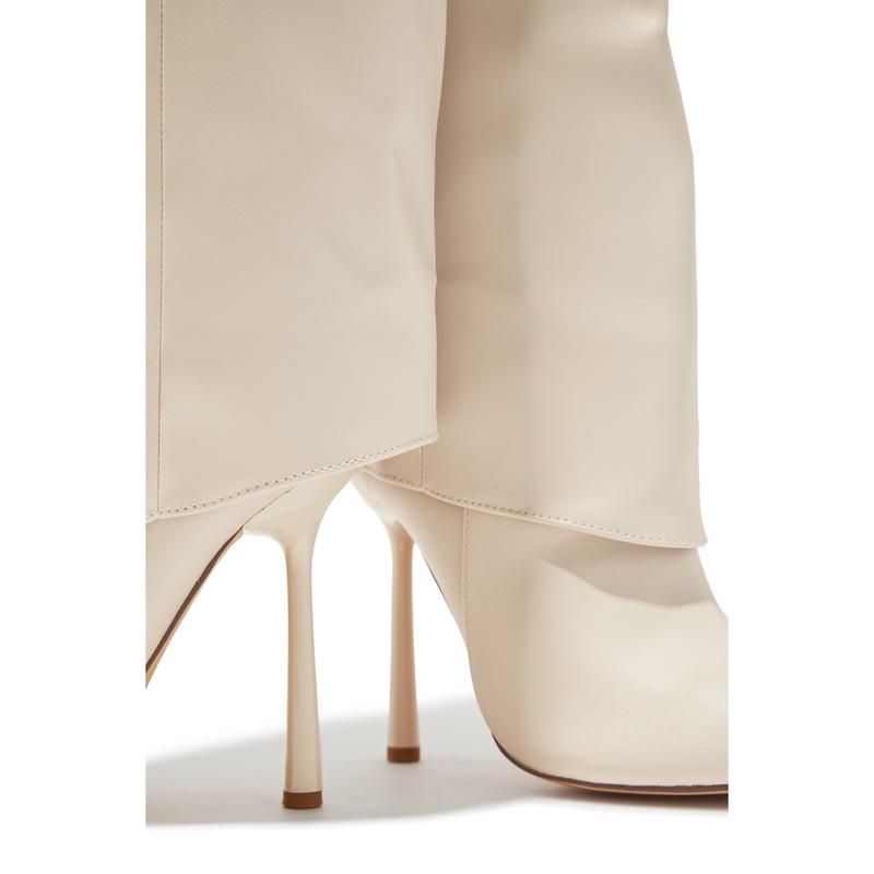 Kourt Knee High Heel Boots - Bone