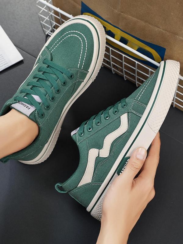 Fashion Colorblock Letter Patched Design Lace Up Low Top Skate Shoes, Casual Comfortable Sports Shoes for Daily Wear, Breathable Shoes for Men, Fall Outfit、Fall Freshness