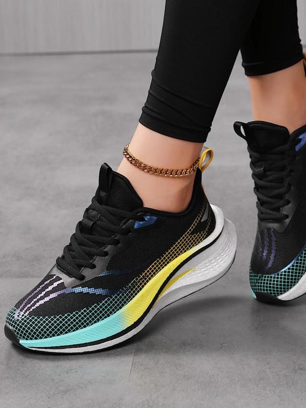 Women's Colorblock Lace Up Running Shoes, Casual Breathable Comfortable Sports Shoes, Female All-match Round Toe Shoes for Daily Wear