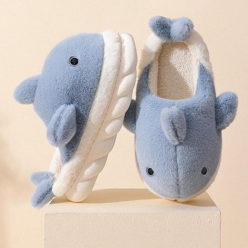 Cute Shark Cotton Slippers,Couple indoor Anti-slip WarmSlippers, Soft Padded ComfortableFurry Baotou Shoes, Men's andWomen's Blue Whale Slippers winter slipper