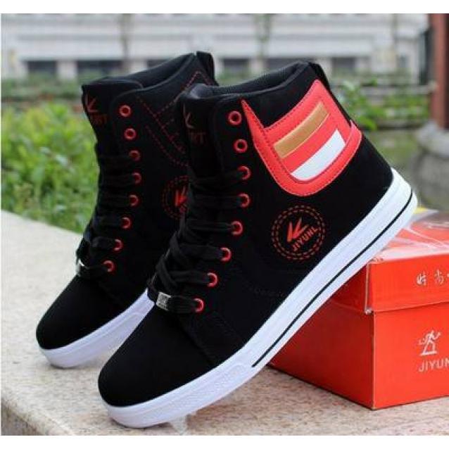 High-top shoes men's fall and winter 2024 new leather fashion casual shoes soft bottom versatile flat bottom board shoes