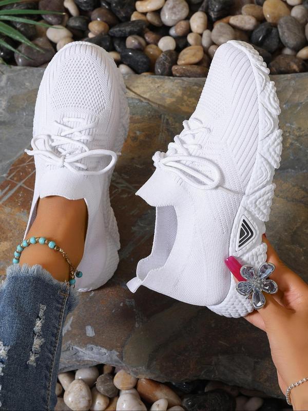 Women's Fashionable Lace Up Mesh Breathable Sneakers, Casual Comfortable Sports Running Shoes, All-match Round Toe Chunky Sneakers for Daily Wear