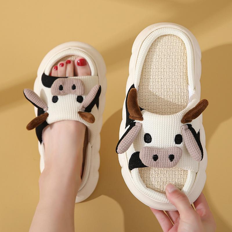 Quirky Cow Print Slides - Ultra-Comfortable & Soft, Unisex Summer Slippers - Plush Padding, Lightweight, Perfect for Indoor Lounging with Non-Slip Sole