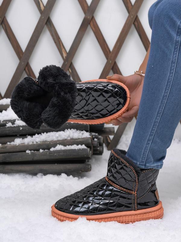 Women's Fashionable Quilted Design Snow Boots, Casual Comfortable Warm Snow Boots for Winter, Non-slip Platform Boots for Outdoor