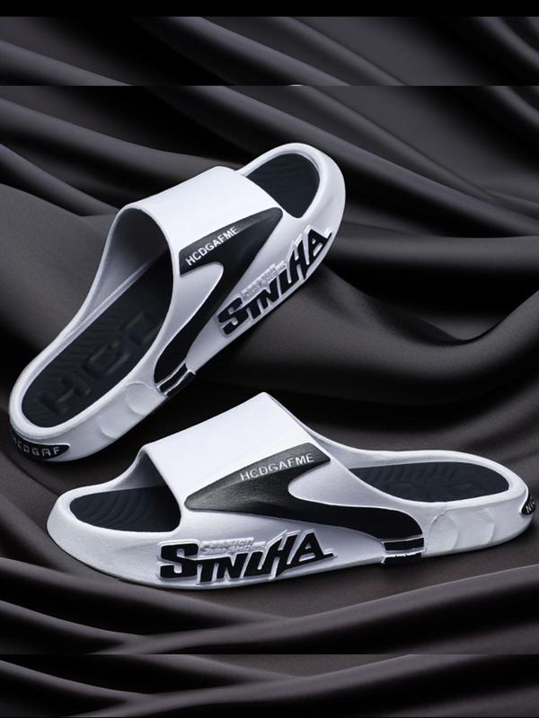 Men's Sporty Letters Print Slippers, 1 Pair Casual Comfortable Fashion Slippers, Non-slip Soft Slippers for Indoor & Outdoor Wear