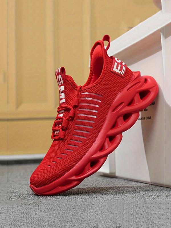 Men's Sporty Letter Label Design Lace Up Low Top Sneakers, 2024 New Style Casual Comfortable Running Shoes, Trendy for Daily Outdoor Sport Back To School, Fall Outfits, Fall Freshness