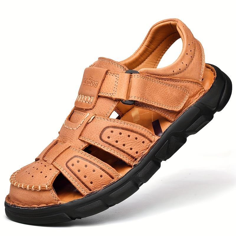 Mens Premium Stitched Sandals - Durable & Non-Slip - Ultra-Resistant Beach Shoes - Ideal Summer Footwear for Adventure Walking Shoes Leather Boy Comfort Nail Casual