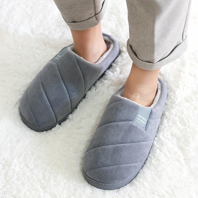 2025 Hot Winter Half Pack Men's Slippers Winter Home Warm Plush Soft Non-Slip Indoor Simple Women's Slippers