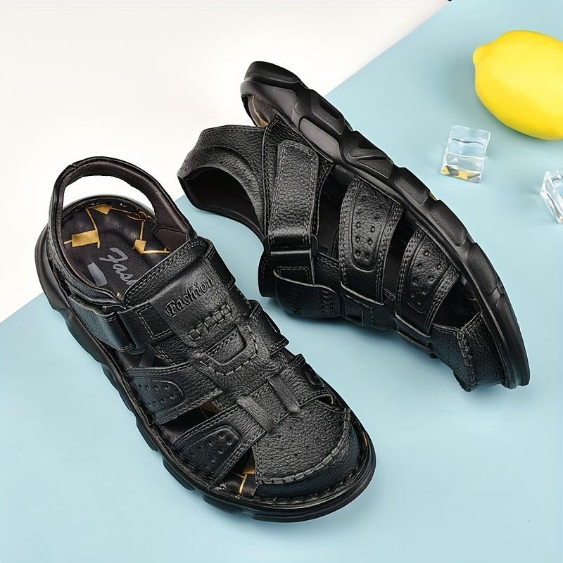 Mens Premium Stitched Sandals - Durable & Non-Slip - Ultra-Resistant Beach Shoes - Ideal Summer Footwear for Adventure Walking Shoes Leather Boy Comfort Nail Casual