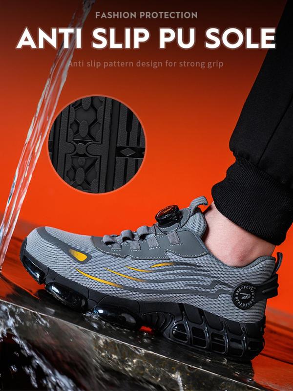 Men's Casual Rotating Buckle Low Top Safety Shoes, Fashionable Breathable Comfortable Work Shoes for Daily Wear, Male All-match Platform Outdoor Shoes for Men