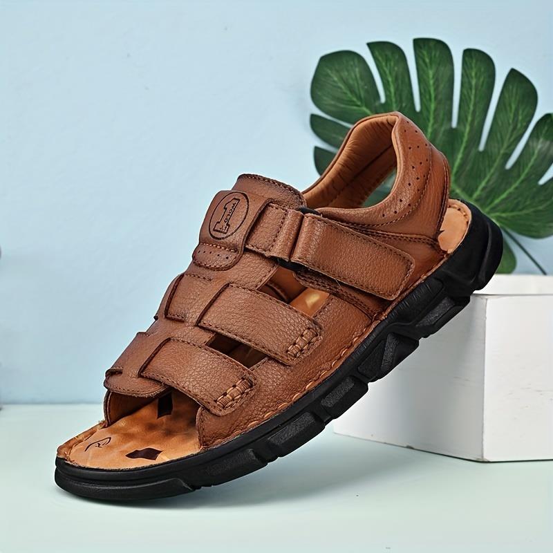 Mens Premium Stitched Sandals - Durable & Non-Slip - Ultra-Resistant Beach Shoes - Ideal Summer Footwear for Adventure Walking Shoes Leather Boy Comfort Nail Casual