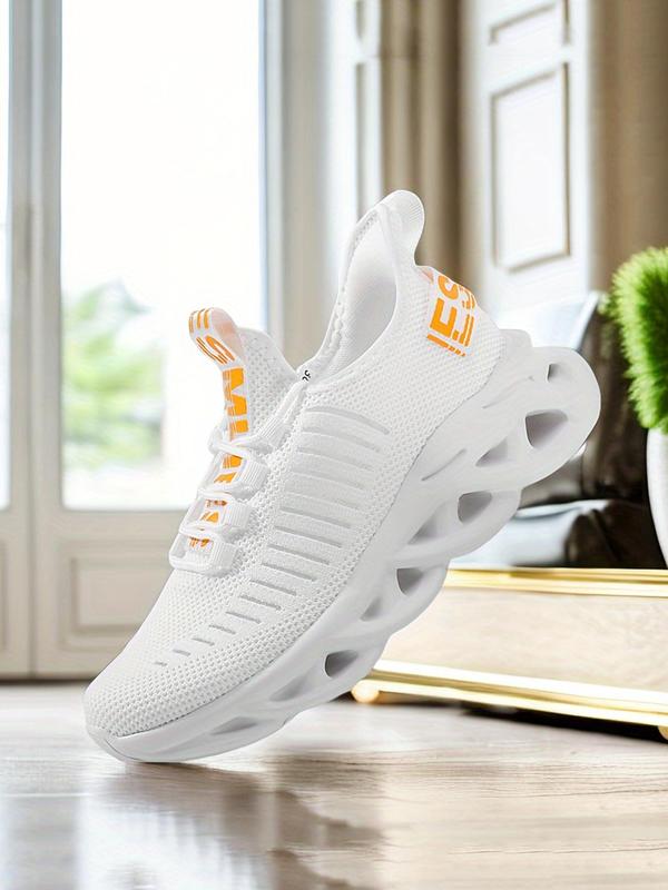 Men's Sporty Letter Label Design Lace Up Low Top Sneakers, 2024 New Style Casual Comfortable Running Shoes, Trendy for Daily Outdoor Sport Back To School, Fall Outfits, Fall Freshness