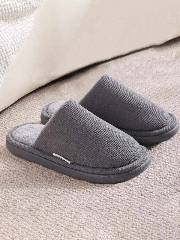 Men's Casual Solid Color Plush Slippers, Soft Comfortable Home Slippers, Warm Slippers for Indoor & Outdoor Use for Fall & Winter