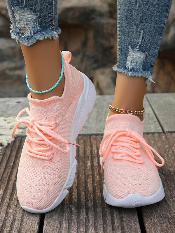 Women's Fashionable Breathable Mesh Sneakers, Casual Comfortable Sports Running Shoes, All-match Round Toe Lace Up Chunky Sneakers for Daily Wear