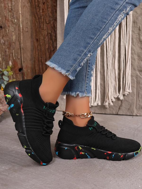 Women's Fashionable Breathable Mesh Sneakers, Casual Comfortable Sports Running Shoes, All-match Round Toe Lace Up Chunky Sneakers for Daily Wear