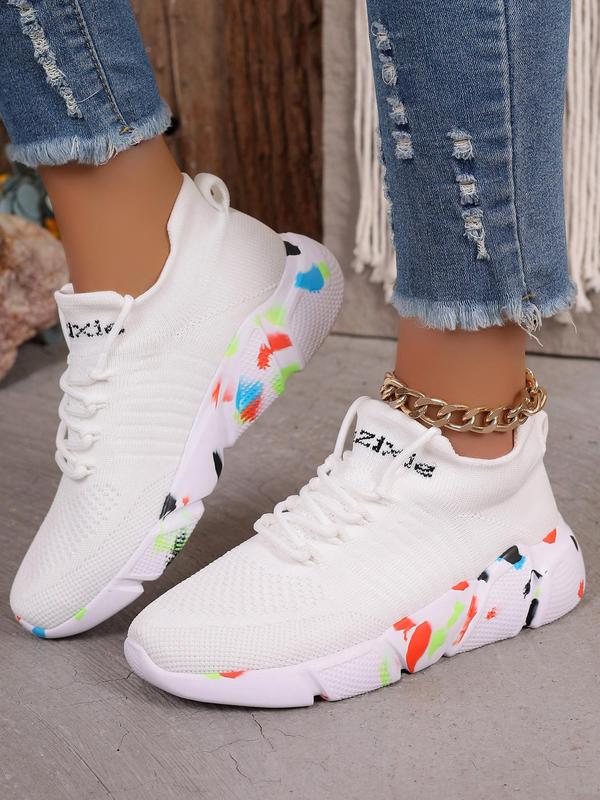 Women's Fashionable Breathable Mesh Sneakers, Casual Comfortable Sports Running Shoes, All-match Round Toe Lace Up Chunky Sneakers for Daily Wear