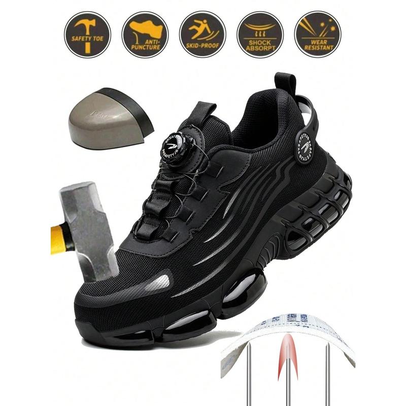 Unisex Anti-Smash Safety Shoes, Steel Toe Caps, Anti-Slip, Breathable,Industrial Construction Sports Rotatory Lace-Free Casual Hiking Shoes