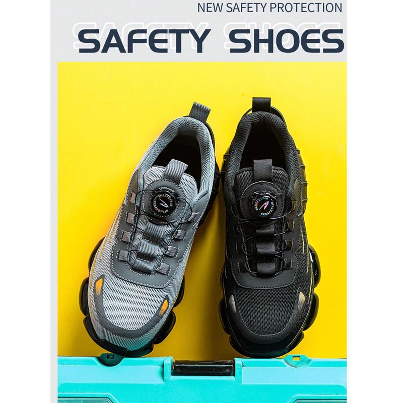 Unisex Anti-Smash Safety Shoes, Steel Toe Caps, Anti-Slip, Breathable,Industrial Construction Sports Rotatory Lace-Free Casual Hiking Shoes