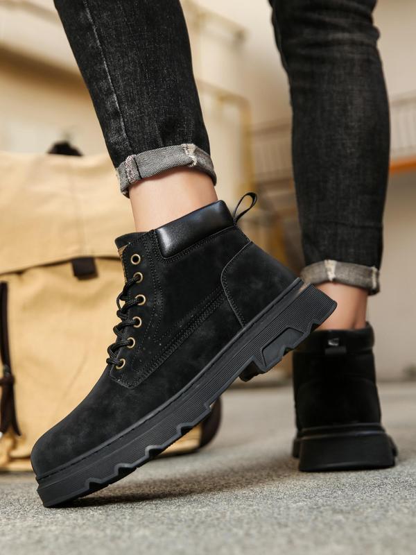 Men's Minimalist Fashionable Plain Color Ankle Boots, Casual Comfortable Retro Boots for Fall & Winter, Male All-match Trendy Shoes for Daily Wear