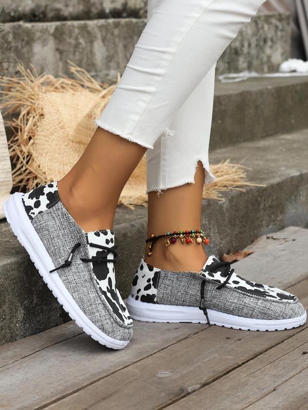 Summer Leopard Print Lace Up Canvas Sneakers, Casual Comfortable Breathable Round Toe Sports Shoes, Fashionable Shoes For Daily Back To School Wear