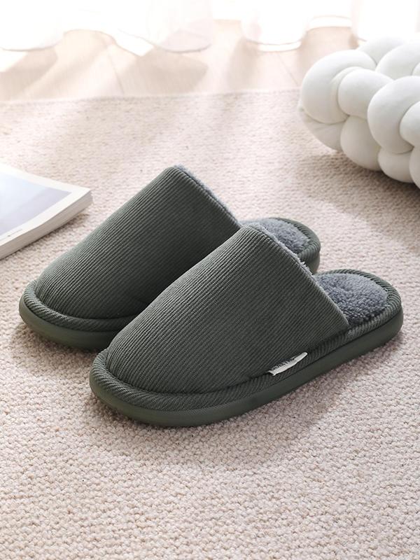 Men's Casual Solid Color Plush Slippers, Soft Comfortable Home Slippers, Warm Slippers for Indoor & Outdoor Use for Fall & Winter