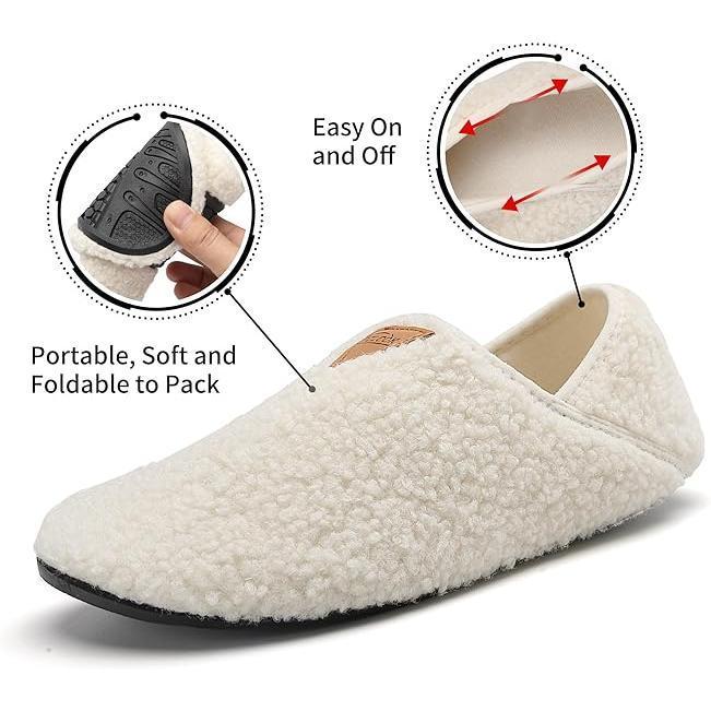 House Slippers With Non-Slipsole Slipon ForWomen And Men, Adults Rubber SoleSlippers, Fuzzy Loafer, Footwear ShoeSlide Comfort Slippers With Non-SlipsoleSlipon For Indoor Portableslippers For HomeTravel Hotel Walking Shoes Girl Flipflop