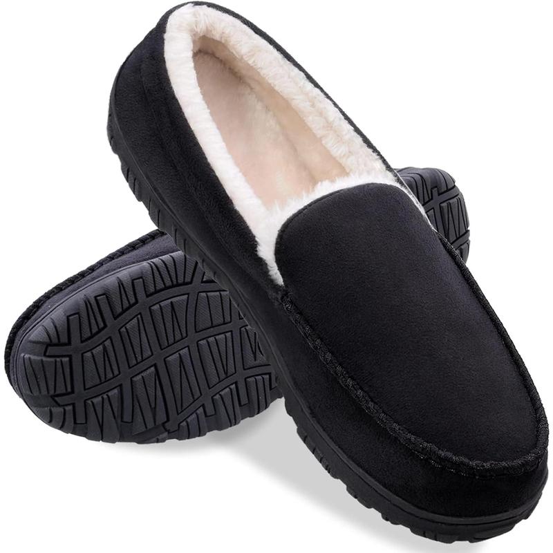 Men Slippers Indoor Outdoor Anti-Slip Slippers for Men Warm Plush