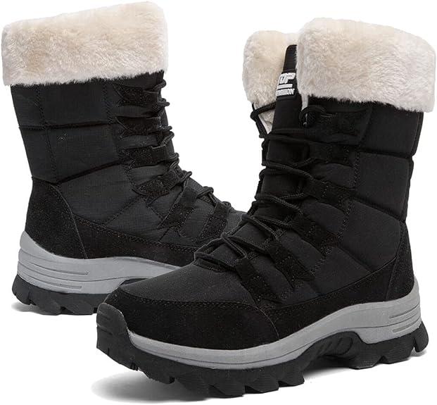 Womens Snow Boots Winter Fur Lined Waterproof Walking Boots Lightweight Outdoor Ankle Boots