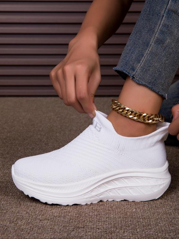 Women's Fashionable Slip-on Low Top Sneakers, Casual Comfortable Breathable Sports Running Shoes, All-match Basic Platform Shoes for Daily Wear