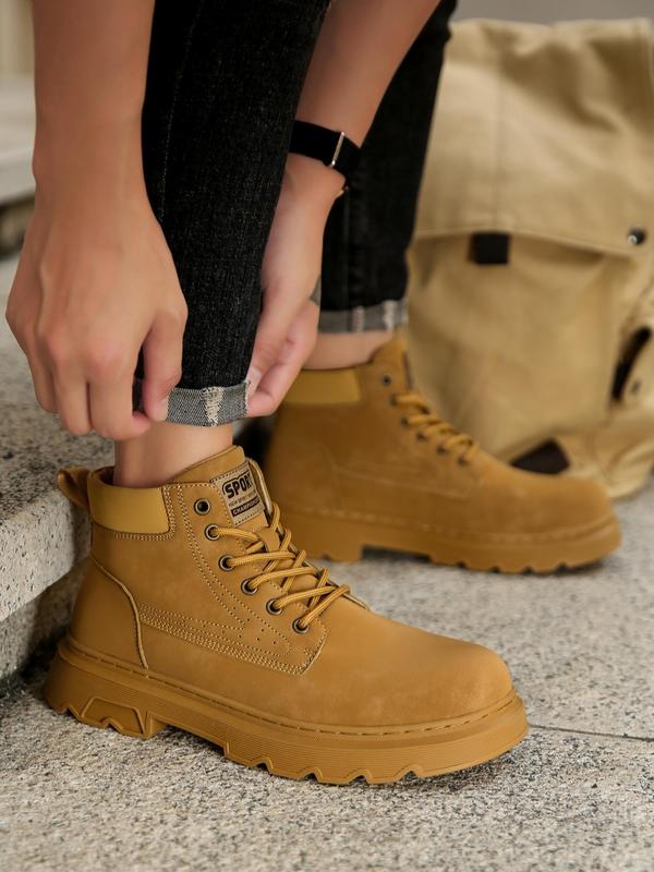 Men's Minimalist Fashionable Plain Color Ankle Boots, Casual Comfortable Retro Boots for Fall & Winter, Male All-match Trendy Shoes for Daily Wear