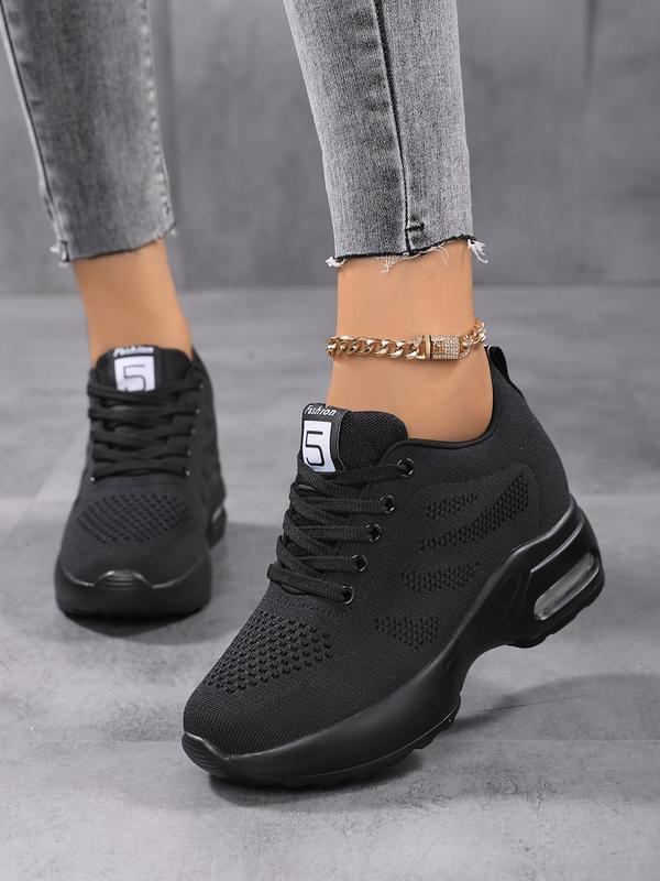 Women's Lace Up Platform Air Cushion Sneakers, Summer 2024 Casual Comfortable Round Toe Low Top Sneakers, Girl's Walking Shoes, Closed Footwear, Sneakers Women 2024