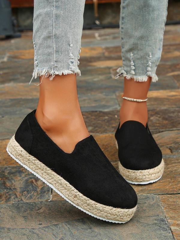 Women's Simple Comfortable Slip on Flatform Shoes, Casual Round Toe Shoes for Summer, Lightweight Breathable Shoes for Daily Wear