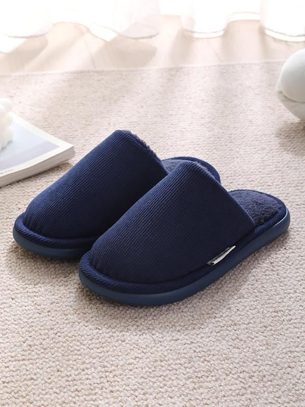 Men's Casual Solid Color Plush Slippers, Soft Comfortable Home Slippers, Warm Slippers for Indoor & Outdoor Use for Fall & Winter