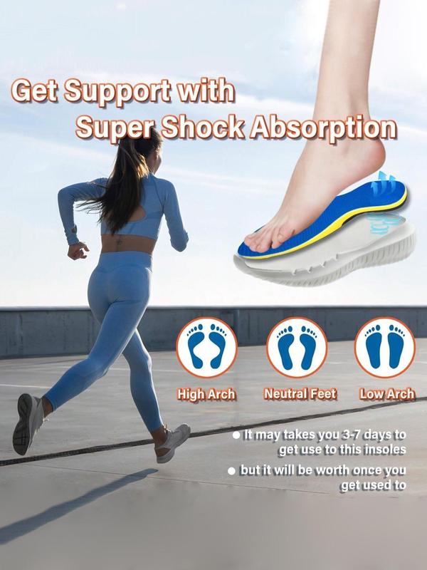 Colorblock Arch Support Insoles, Shock Absorption Sports Shoe Insoles, Athletic Running Hiking Comfort Insoles for Sneakers Or Hiking Boots