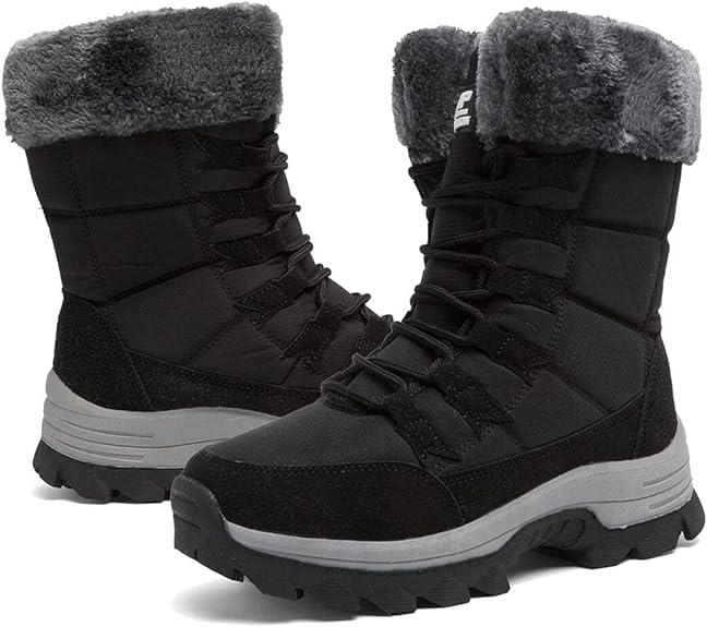 Womens Snow Boots Winter Fur Lined Waterproof Walking Boots Lightweight Outdoor Ankle Boots