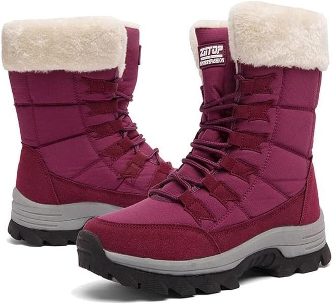 Womens Snow Boots Winter Fur Lined Waterproof Walking Boots Lightweight Outdoor Ankle Boots