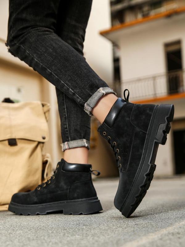 Men's Minimalist Fashionable Plain Color Ankle Boots, Casual Comfortable Retro Boots for Fall & Winter, Male All-match Trendy Shoes for Daily Wear